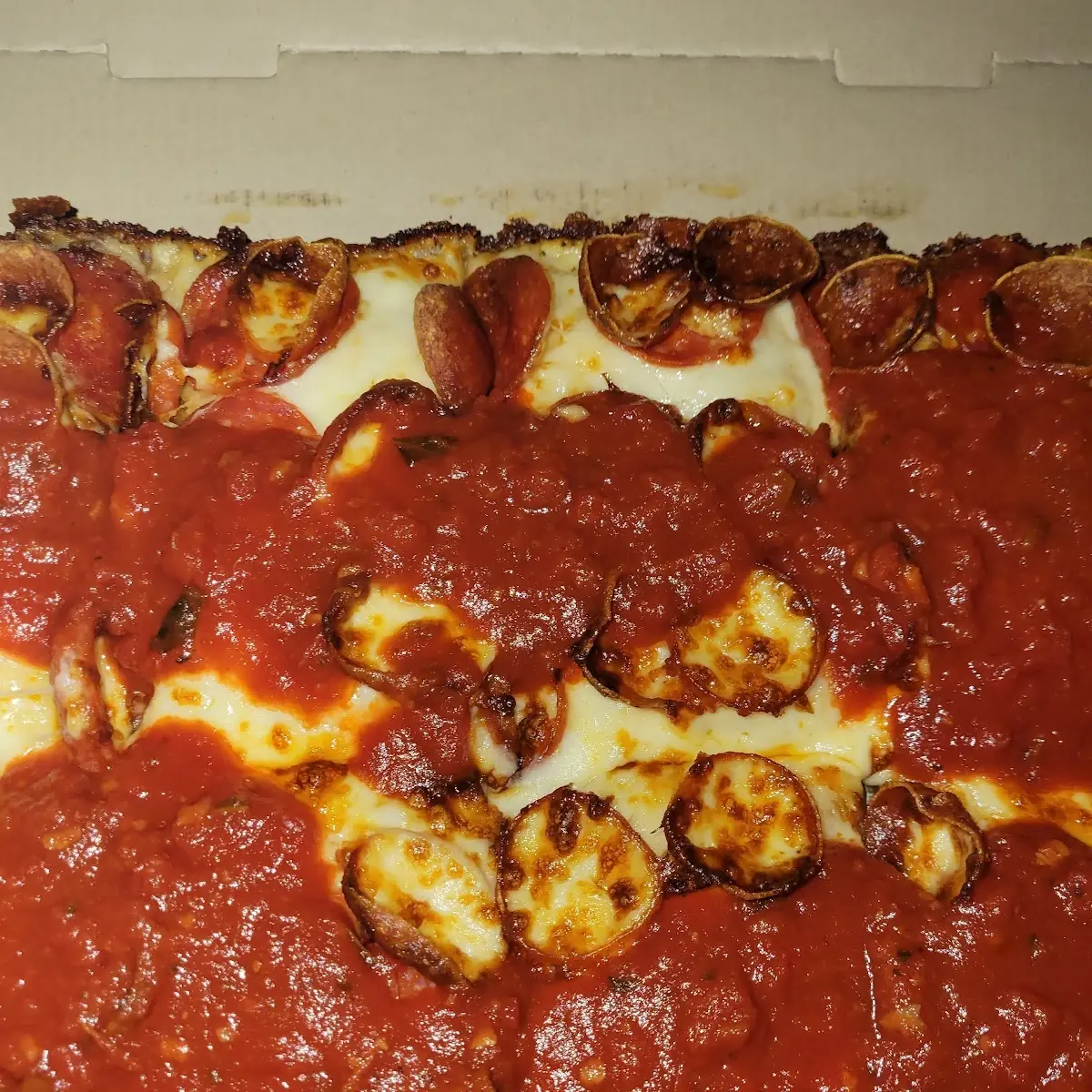 Detroit Style Deep Dish with Double Pepperoni