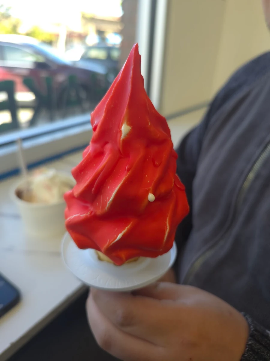 Cherry Dip Vanilla Ice Cream Cone