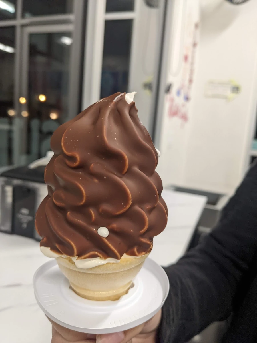 Salted Caramel Cone with Chocolate Dip