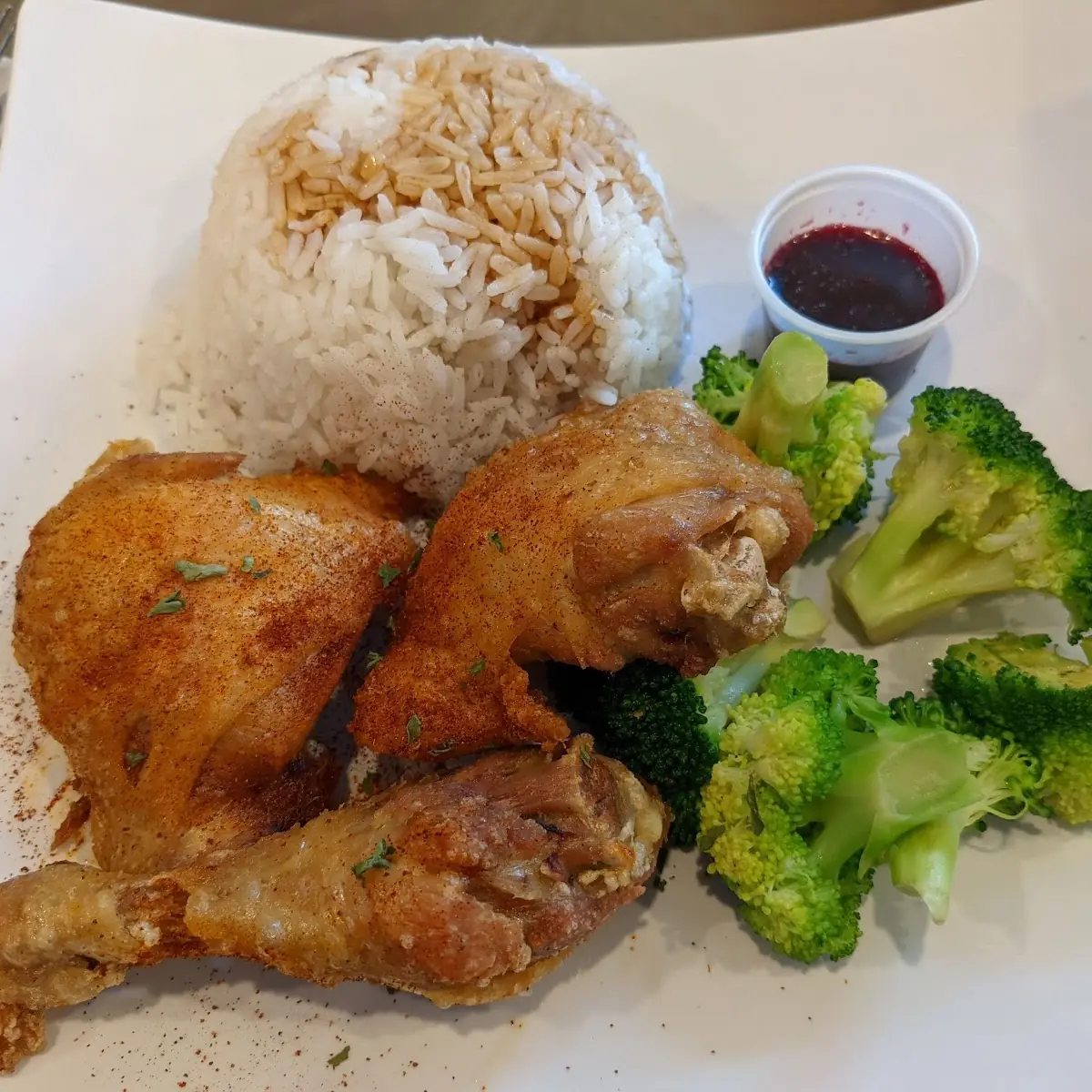 Cajun Roasted Chicken Plated Rice