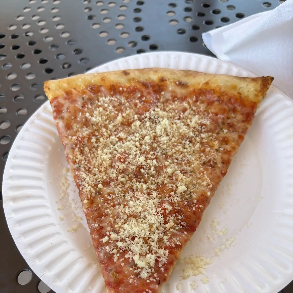 Cheese Pizza Slice with Parmesan Cheese on Top