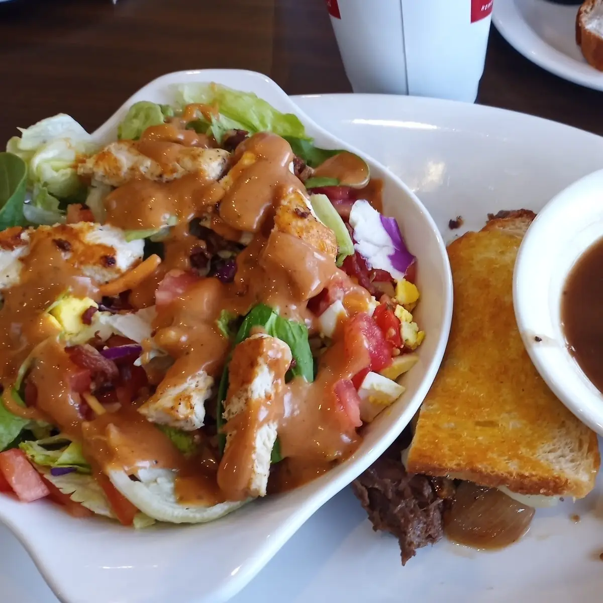 Grilled Chicken Salad & Pot Roast Sandwich
