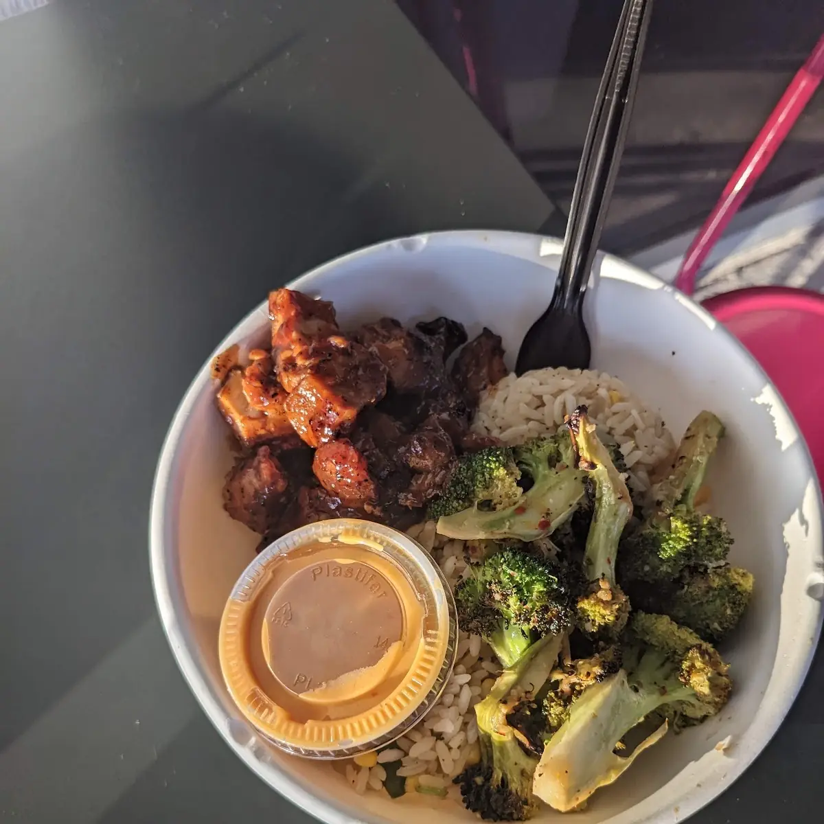 Barbeque Chicken and Rice with Broccoli