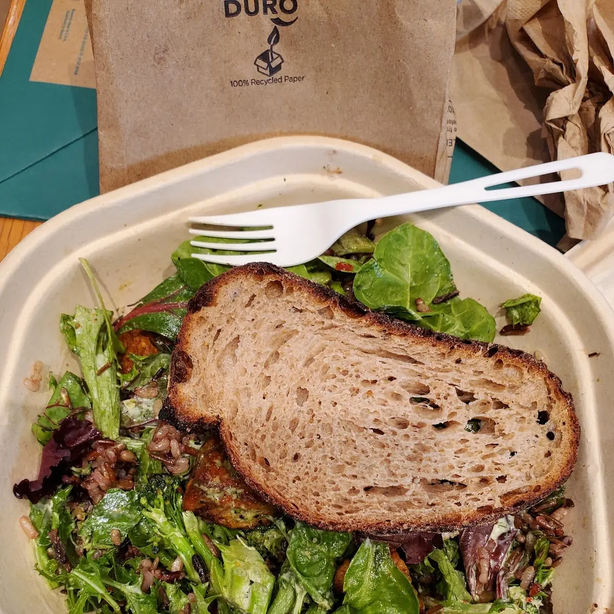 Broccoli Tofu Spring Mix Wild Rice Bread