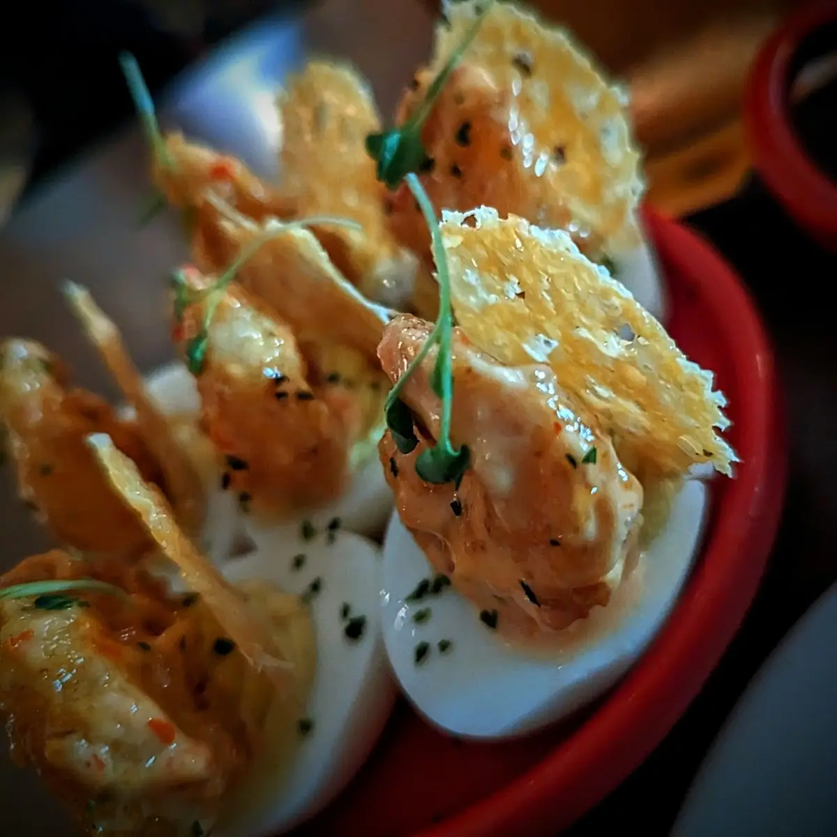 Crispy Shrimp Deviled Eggs