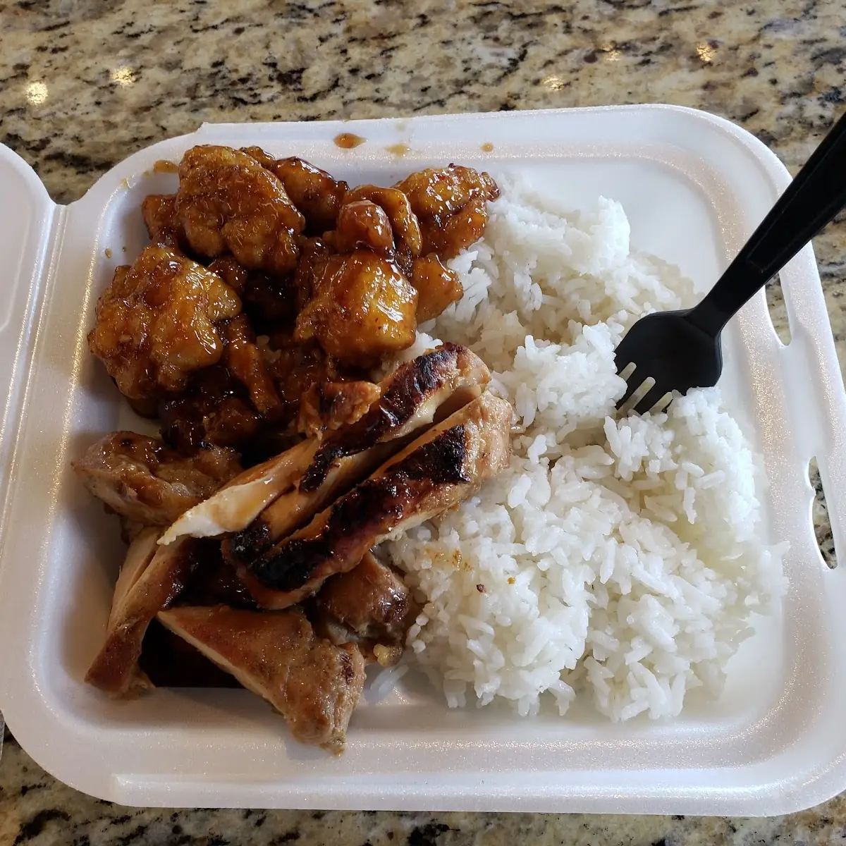 Orange Chicken Teriyaki Chicken with White Rice