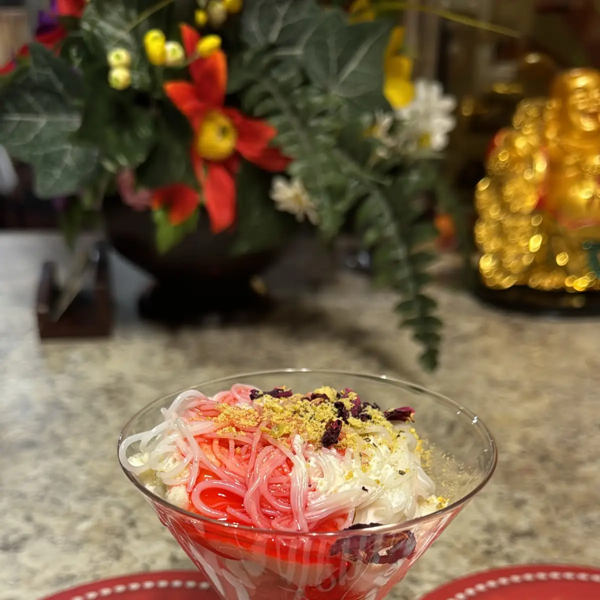 Vanilla Ice Cream with Rose Syrup