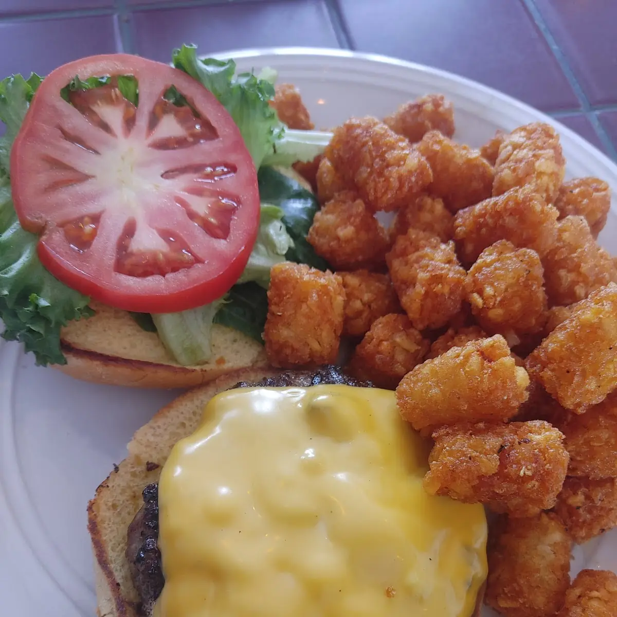 Cheese Burger with Tater Tots