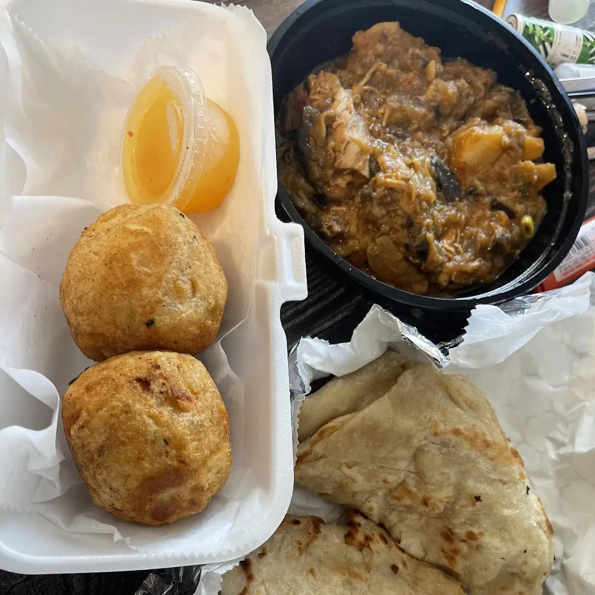 Roti with Egg Plant Stew Chicken