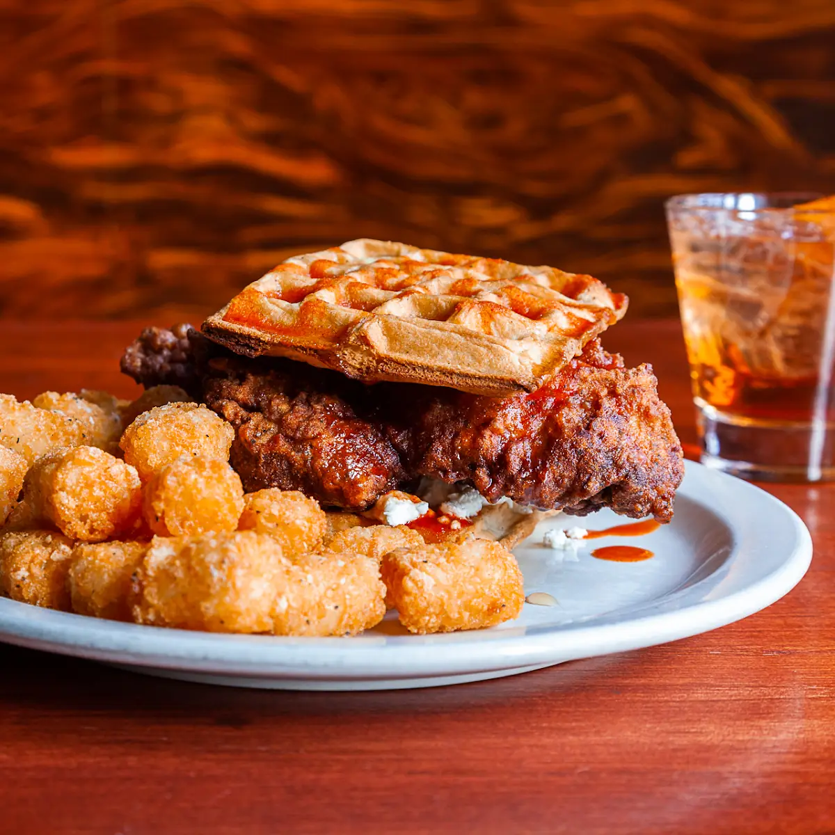 Spicy Chicken Waffle Sandwich