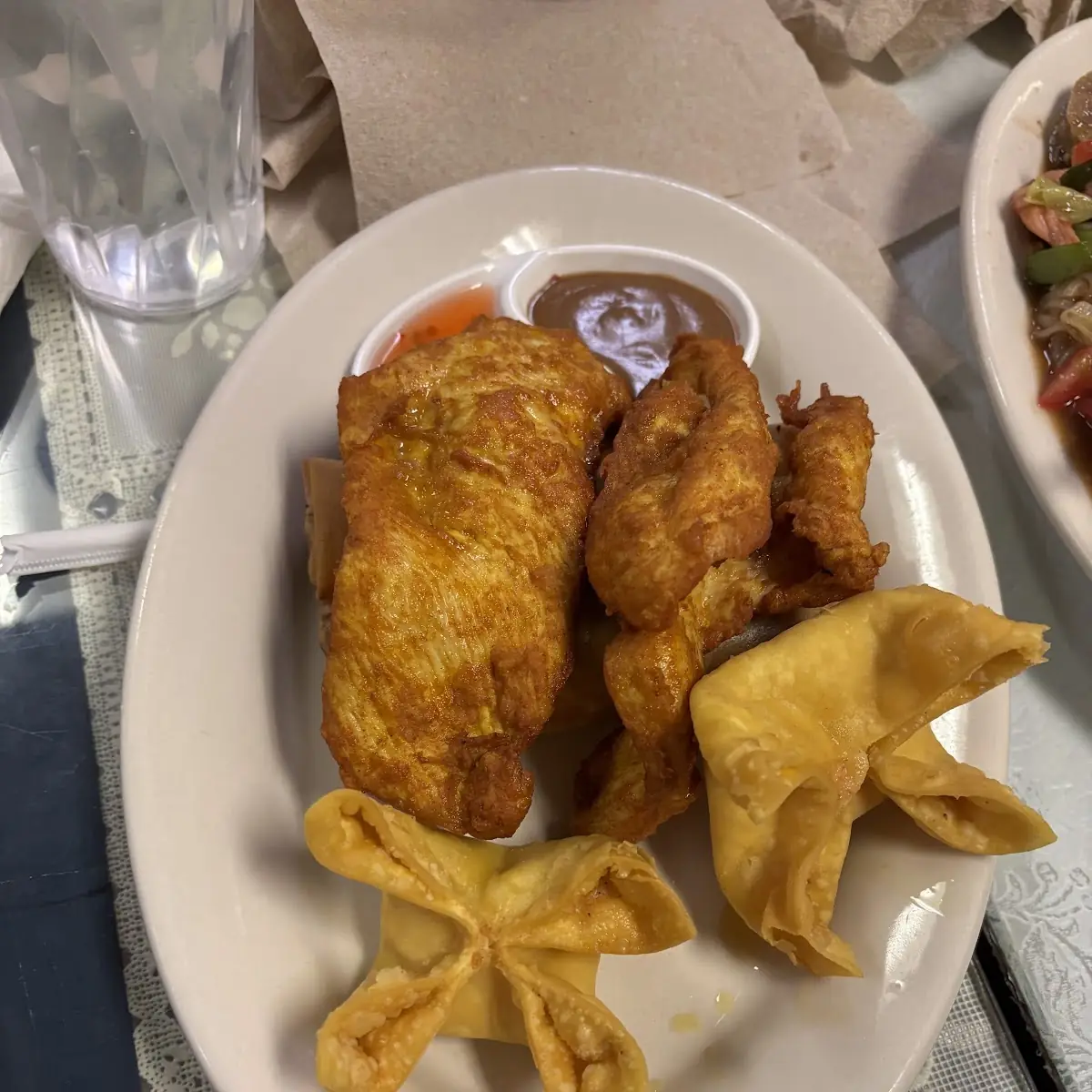 Crab Rangoon and Deep Fried Chicken