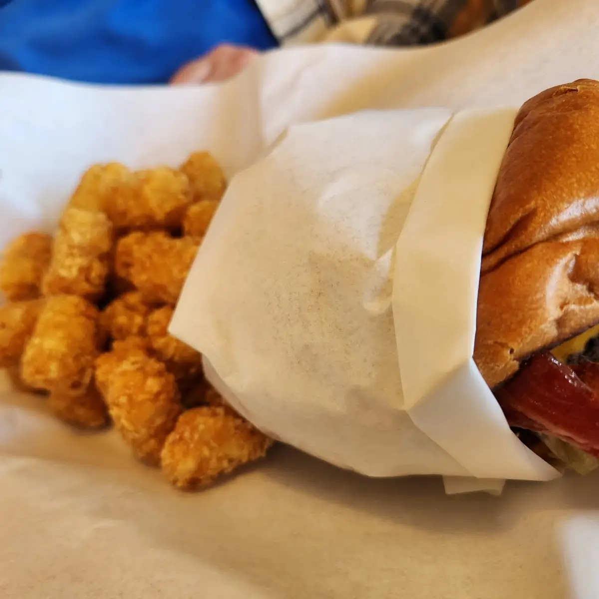 Bacon Burger and Tots