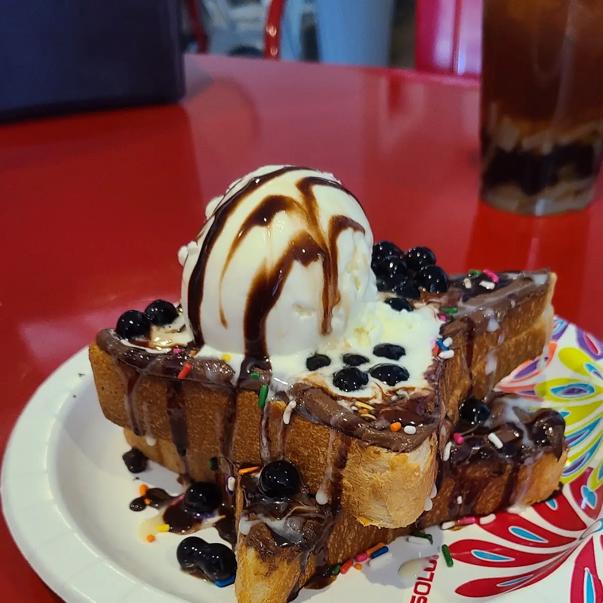 Dessert Toast with Vanilla Ice Cream and Nutella