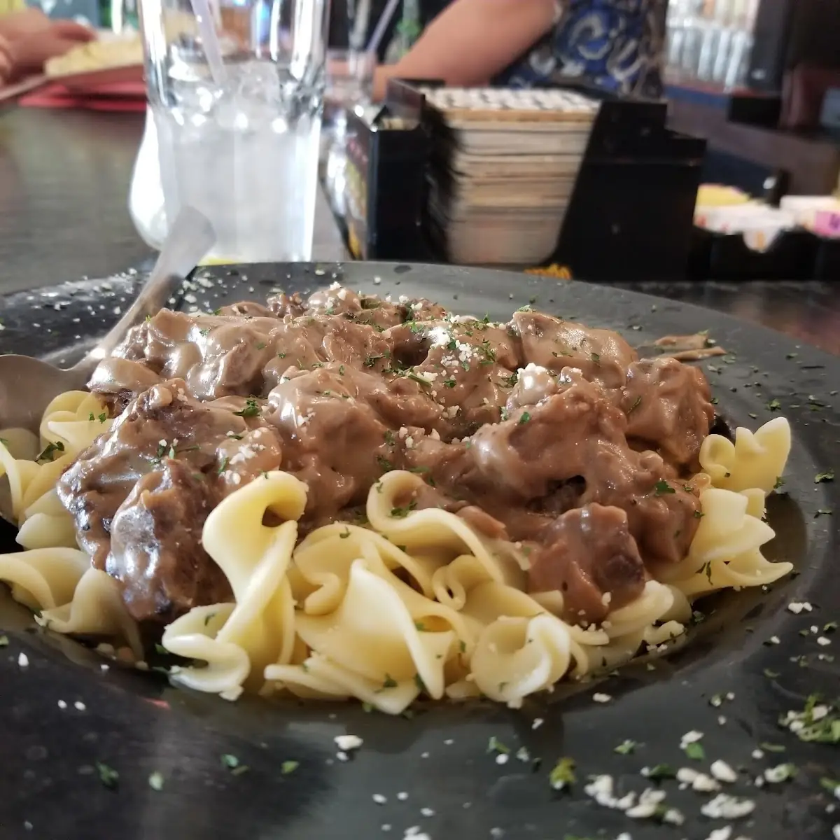 Prime Rib Strogonoff over Noodles