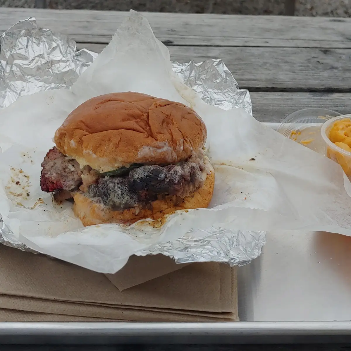 Brisket Sandwich with Mac and Cheese