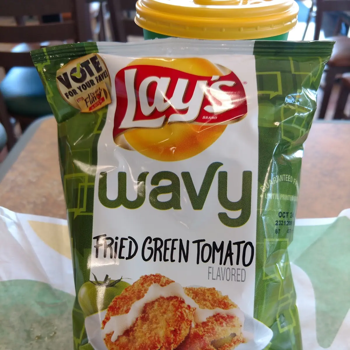 Lays Wavy Fried Green Tomato Flavored Chips