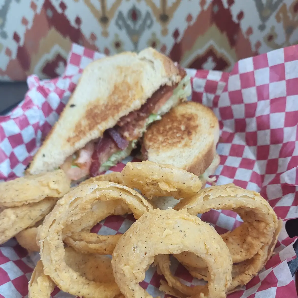 blt and Onion Rings