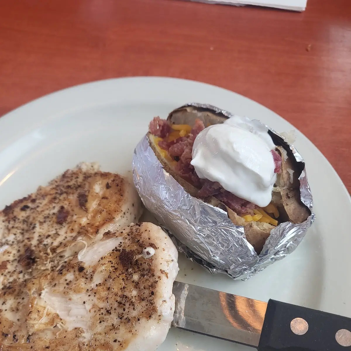 Grilled Chicken Breast and Loaded Baked Potato
