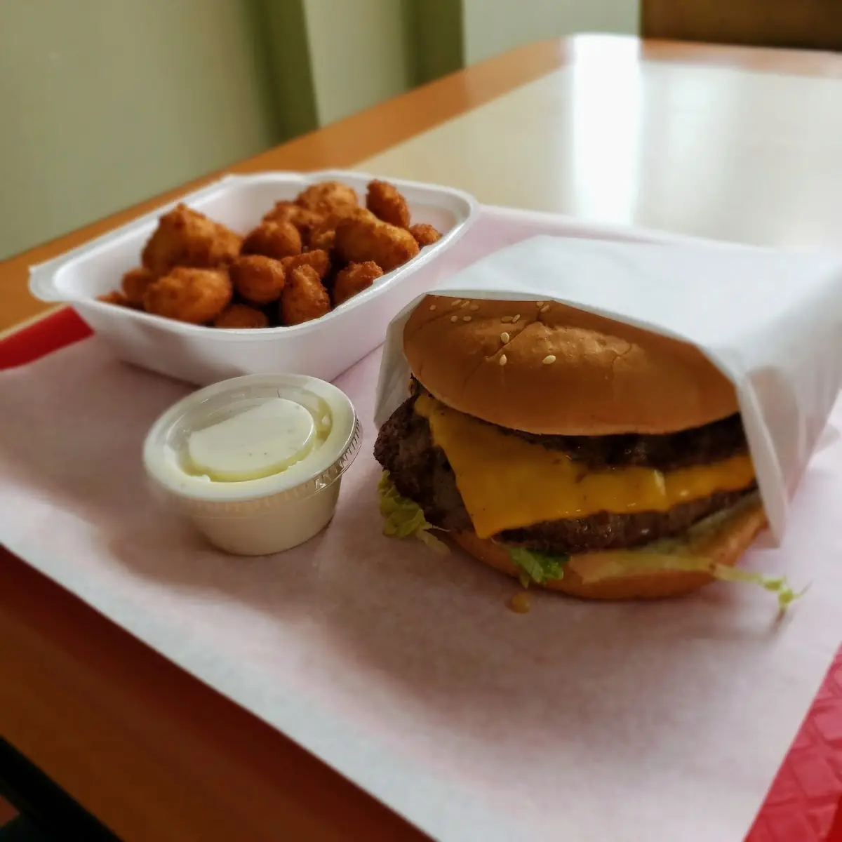 Double Cheeseburger and Cheese Balls