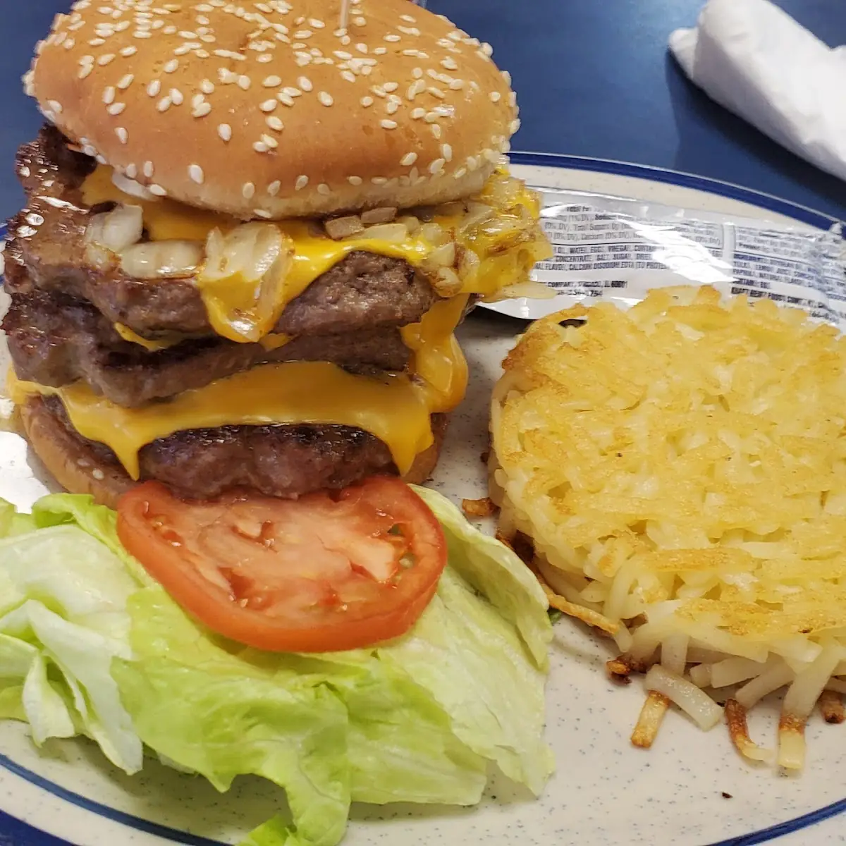 Triple Monster Burger and Hash Browns