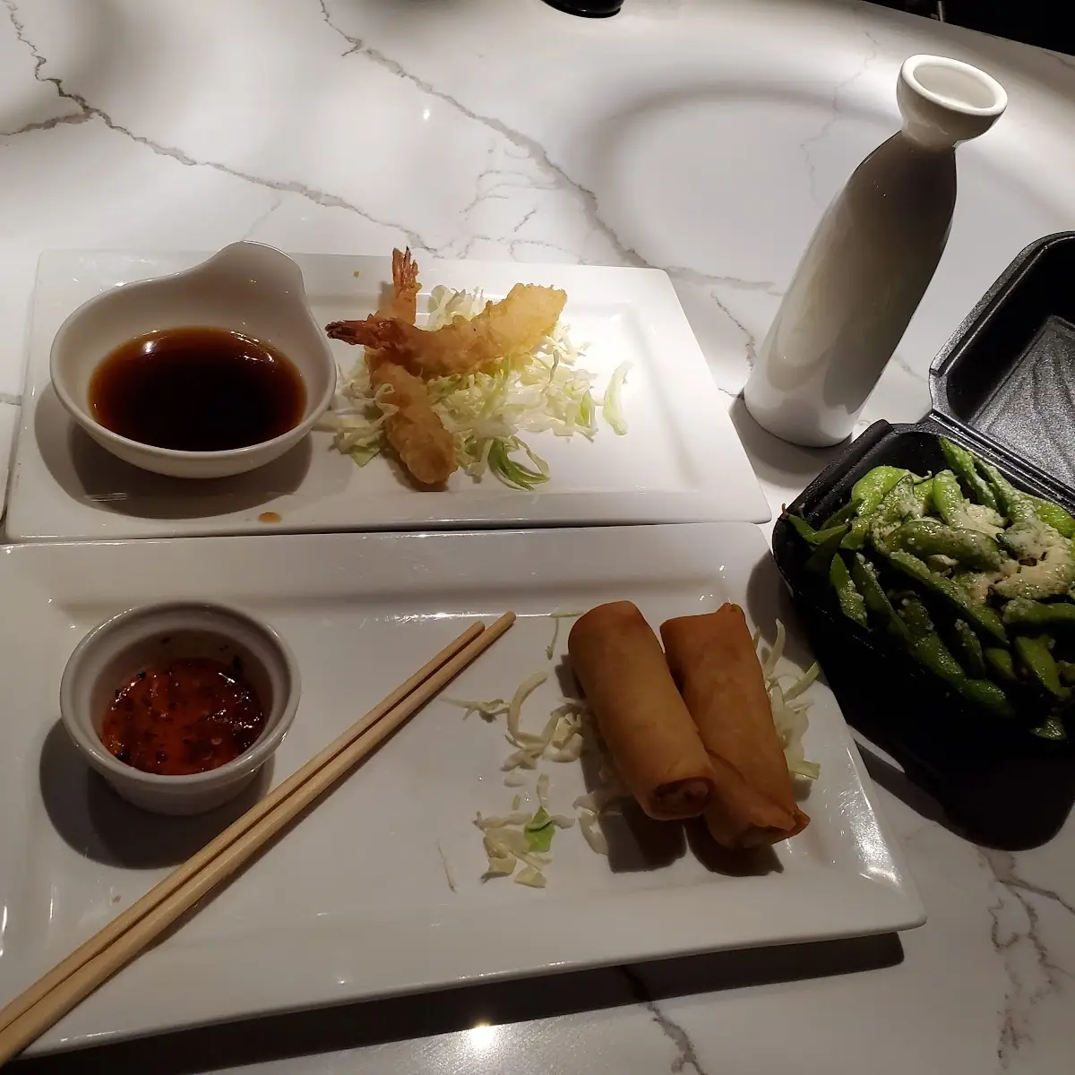 Shrimp Tempura Garlic Parmesan Edamame Vegetable Egg Rolls