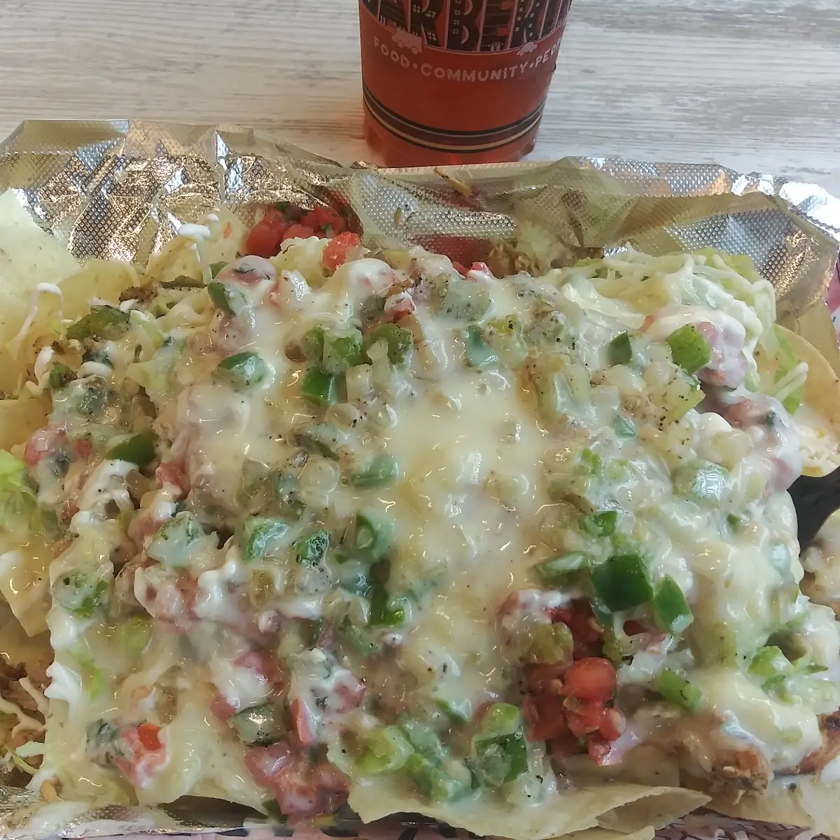 Chicken Nachos Supreme with Cheese Dip
