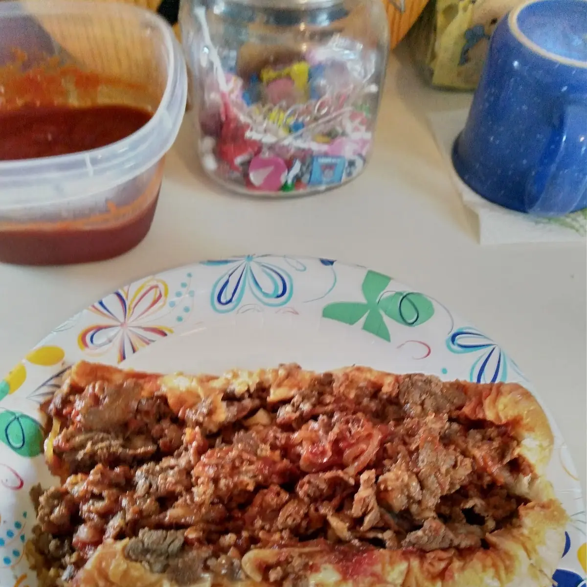 Cheese Steak with Fried Onions and Sauce