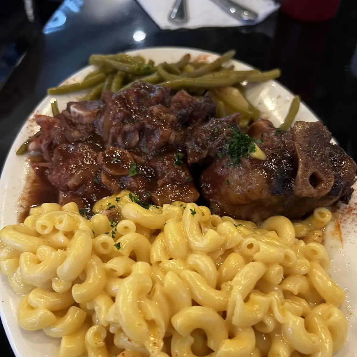 Oxtails Creole Green Beans Cheesy Mac