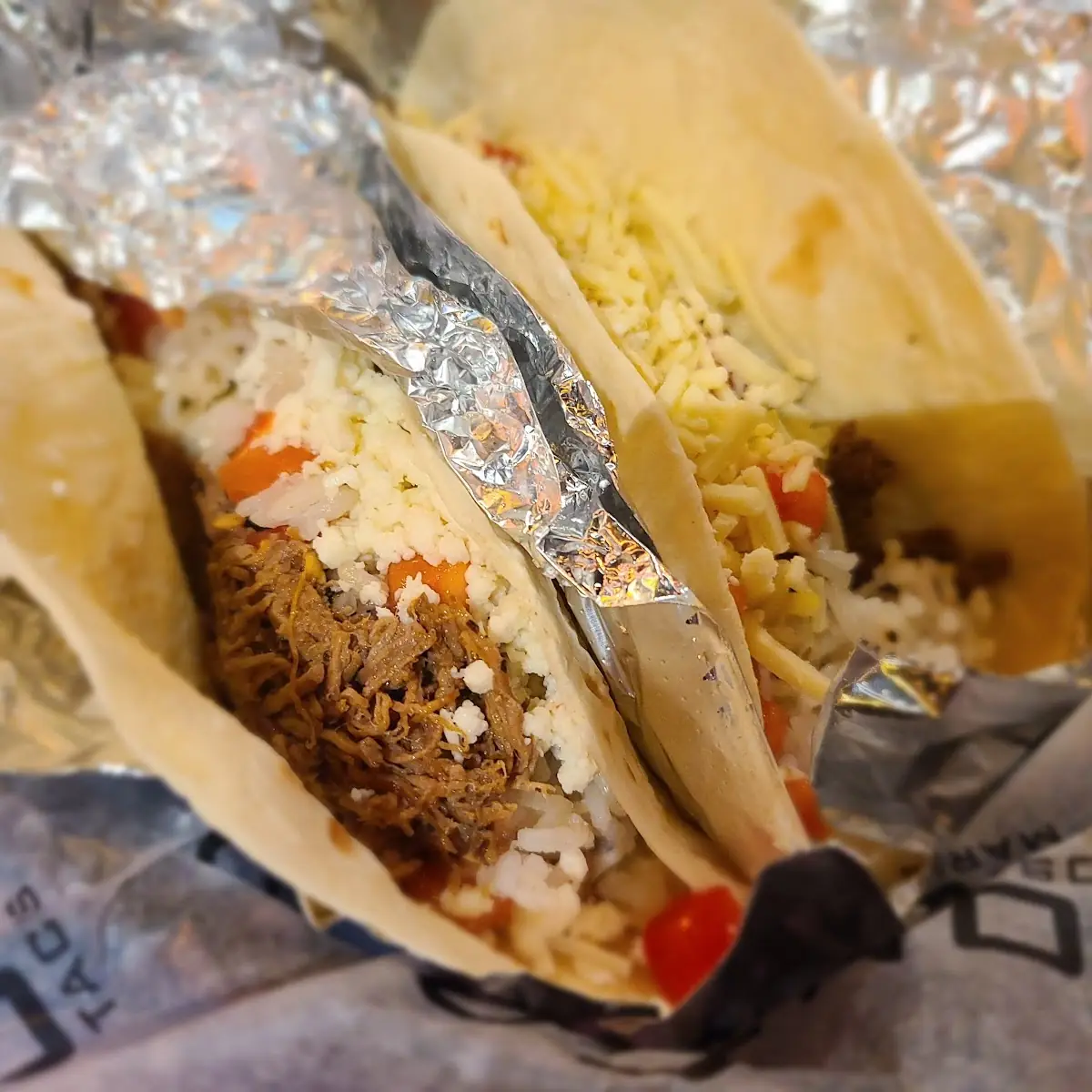 Steak Tacos with Queso Tomato Mushroom and Pepper Jack