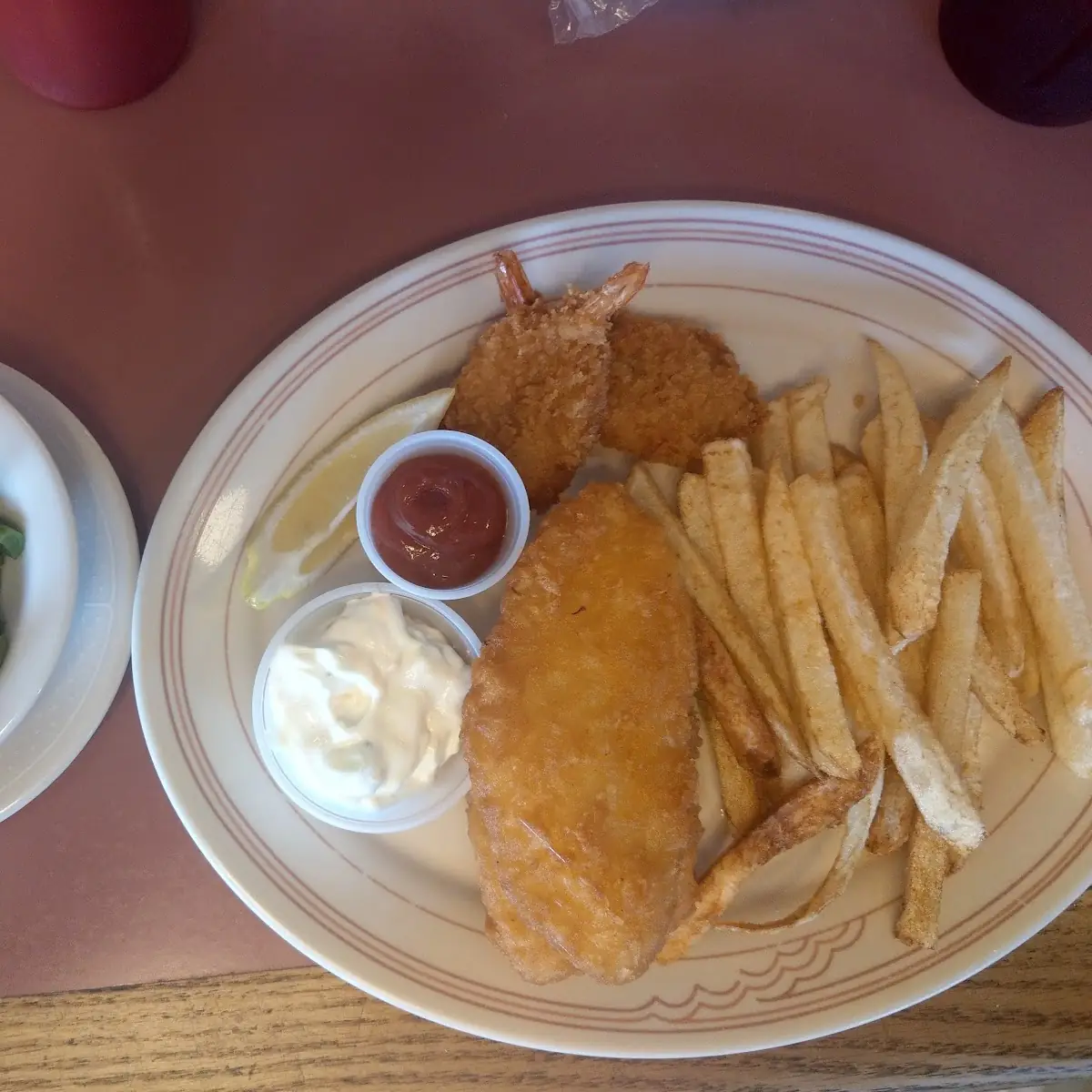 Fried Halibut and Shrimp with Green Beans