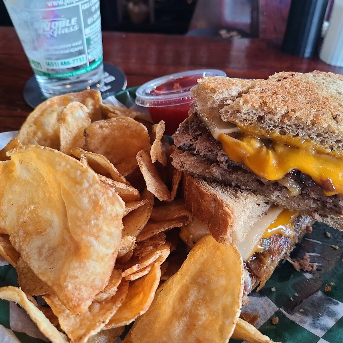 Patty Melt and House Made Chips