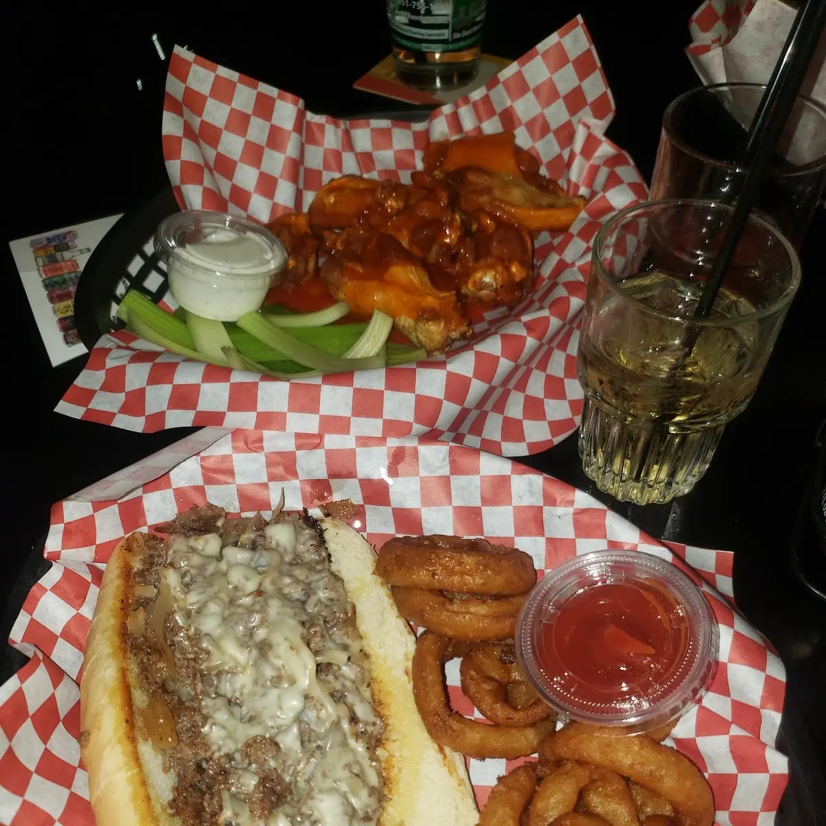 Philly Steak Sandwich and Onion Rings