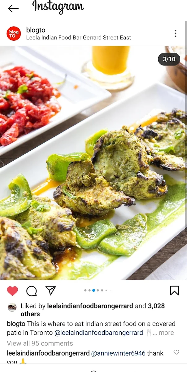 Hariyali Chicken Tikka 5pcs, Leela Indian Food Bar (Gerrard)