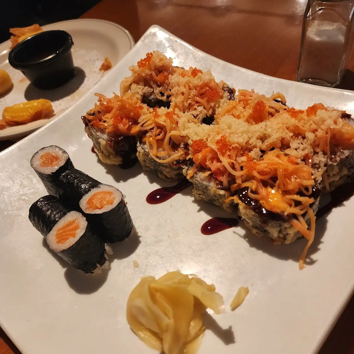 Salmon Roll and Volcano Roll