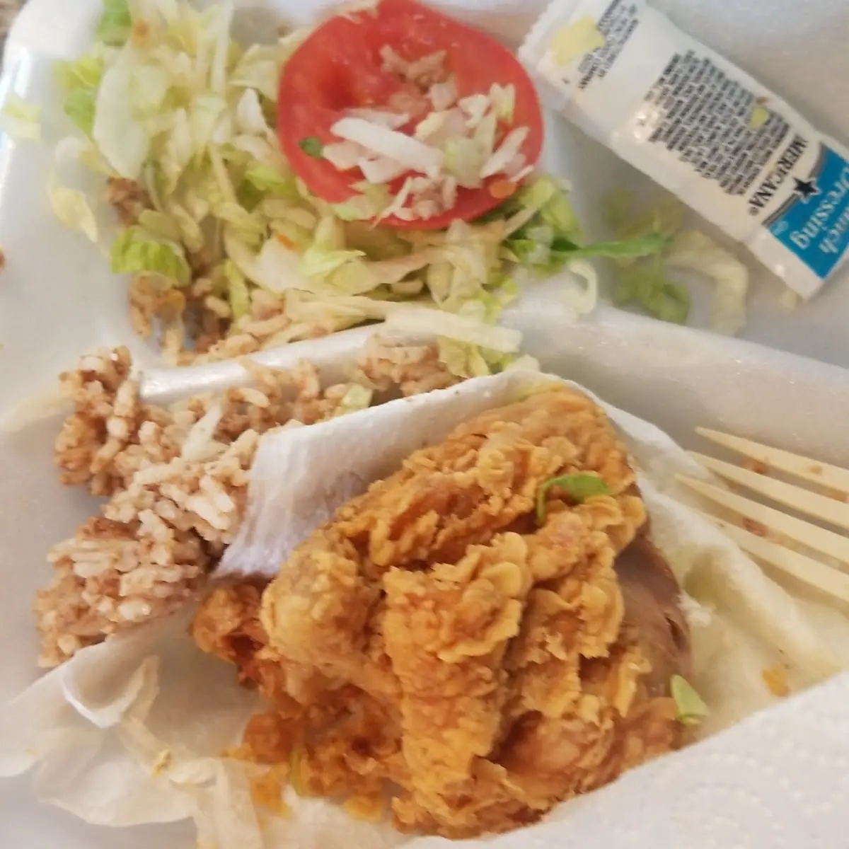 Fried Chicken Salad and Rice Dressing