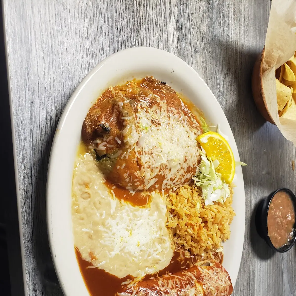 Red and Green Enchilada Plate