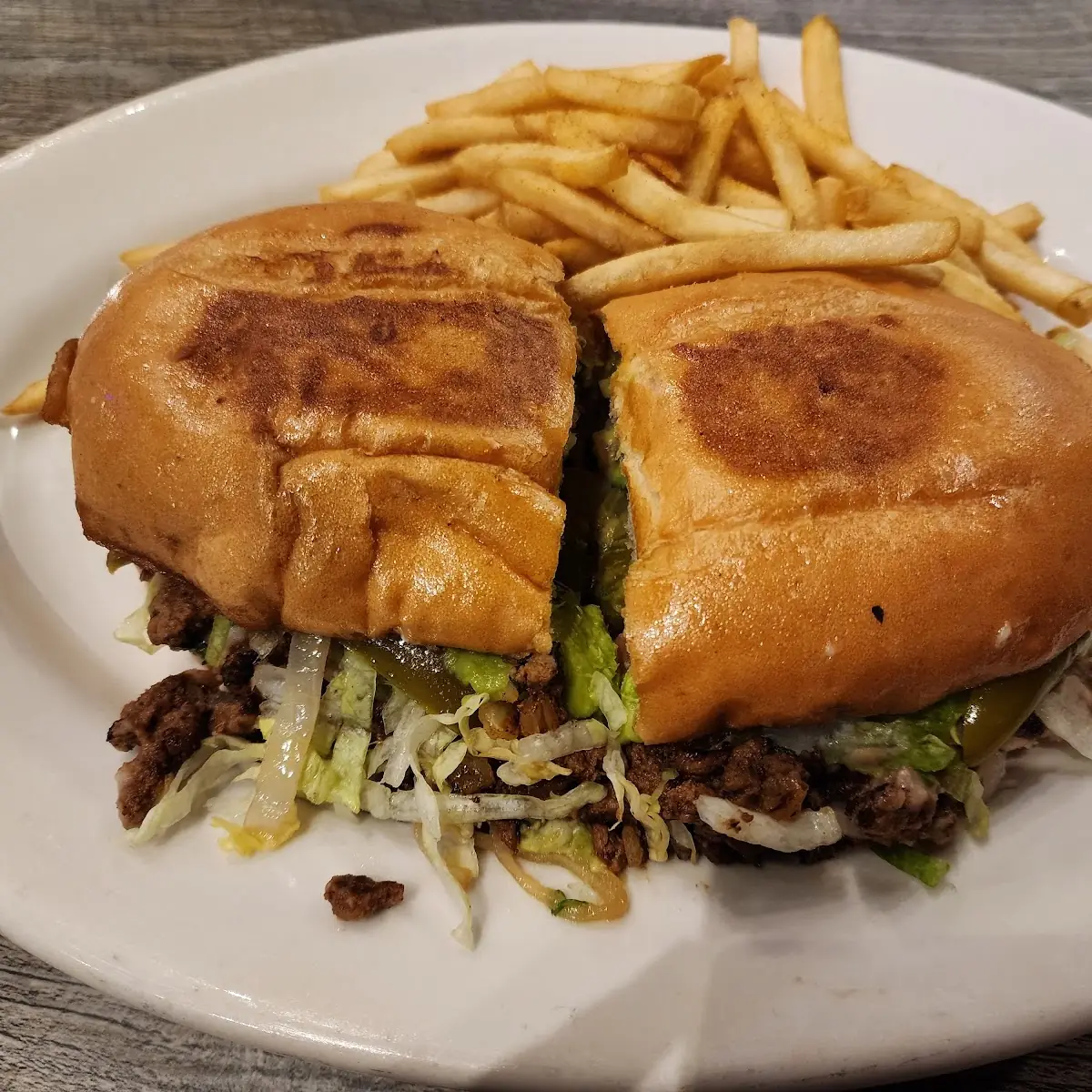 Torta De Asada with French Fries