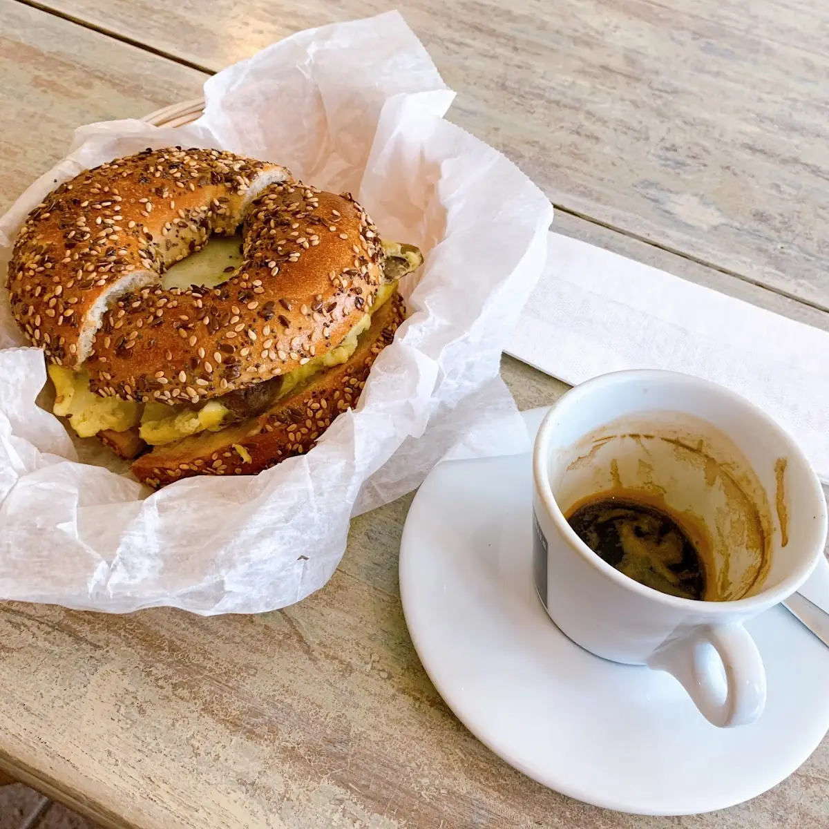 Everything Bagel Egg Sandwich w Sausage
