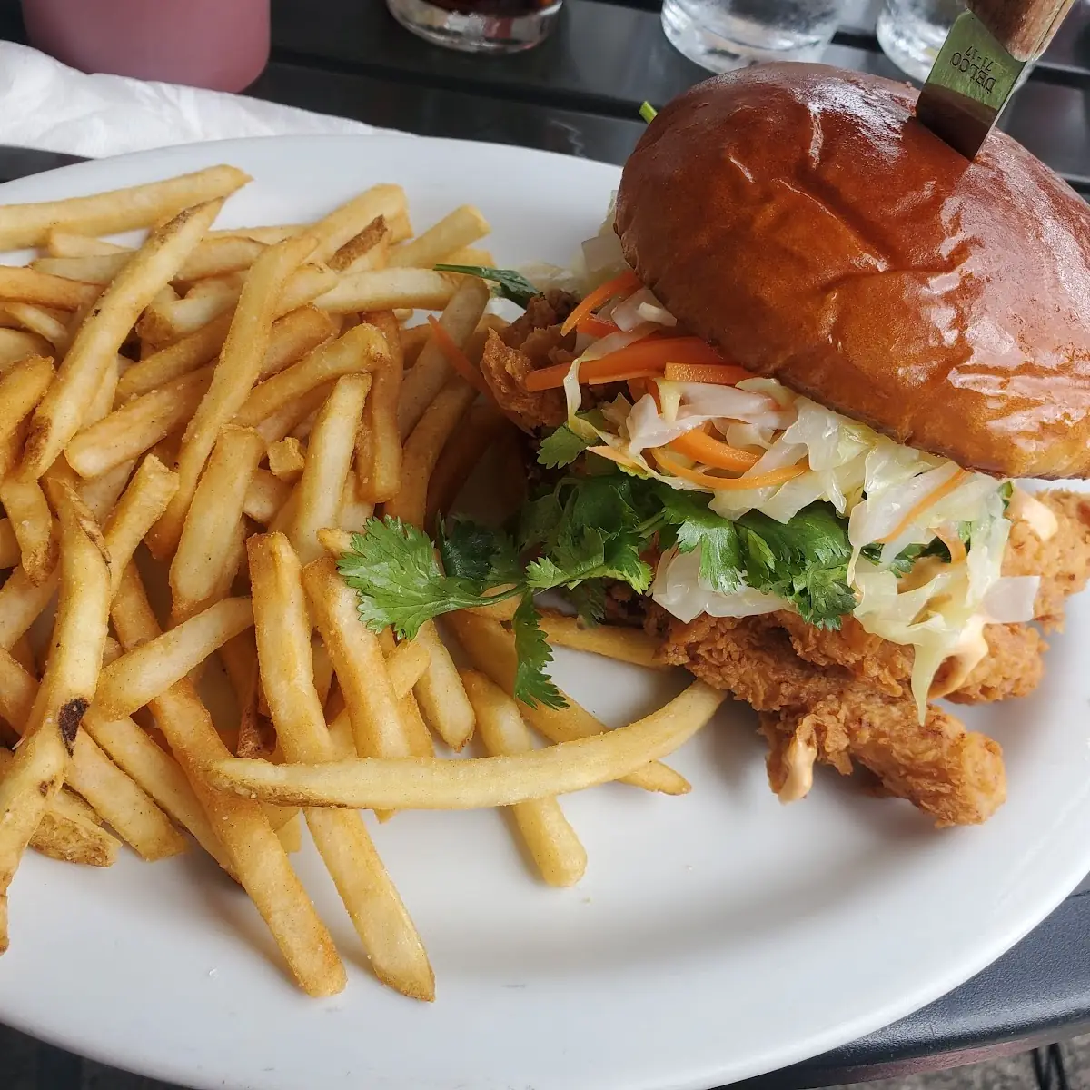 Fried Chicken Sandwich and Salad