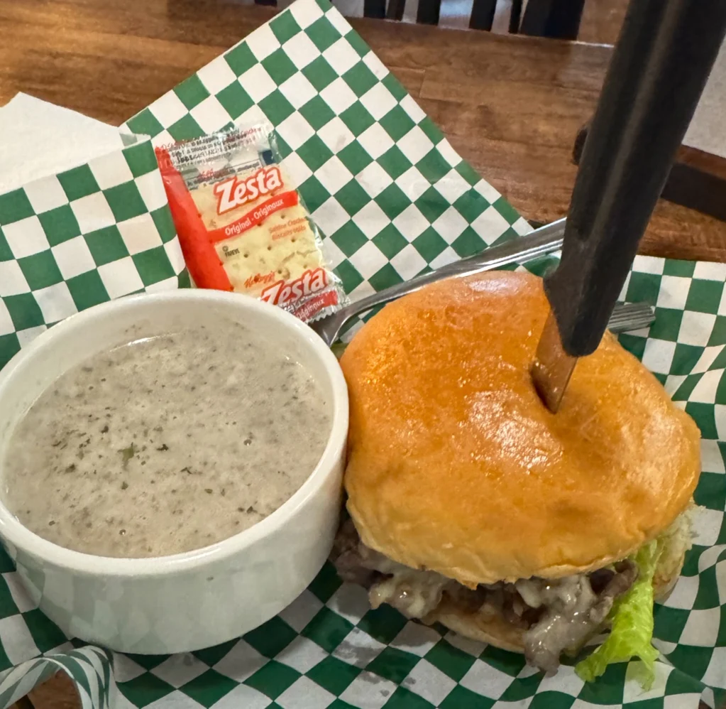Beef Bulgogi Burger and Mushroom Soup