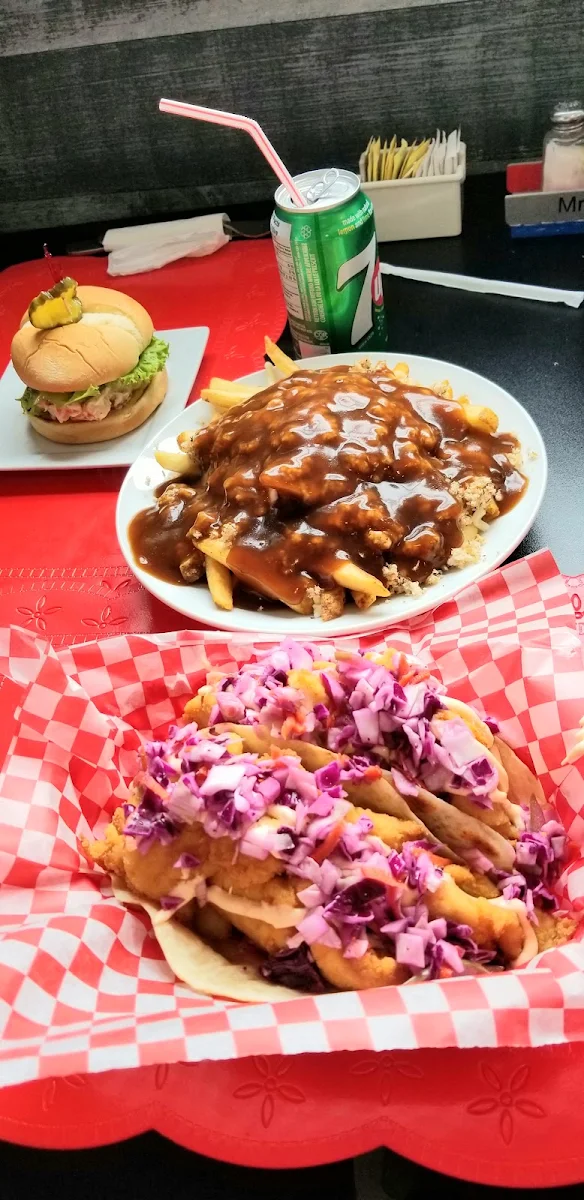 Lobster Burger Newfie Poutine and Fish Tacos