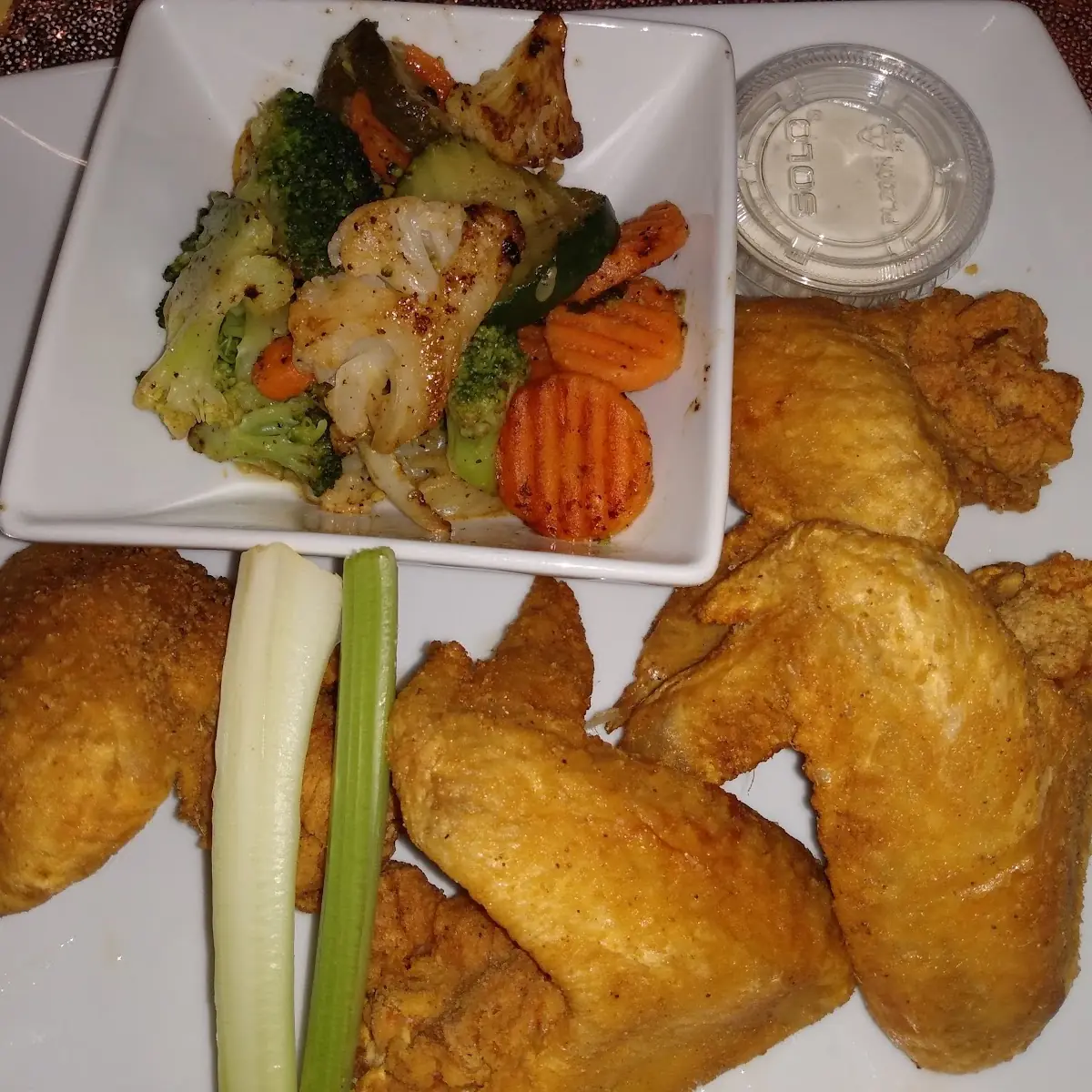 Fried Wings Sauteed Veggies