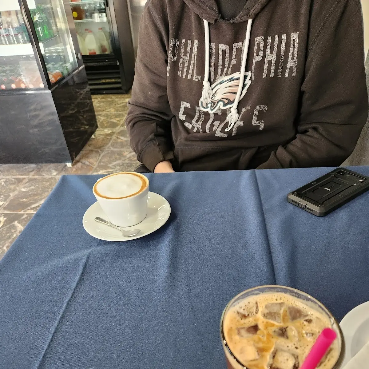 Hot Cappuccino and Iced Caramel Macchiato