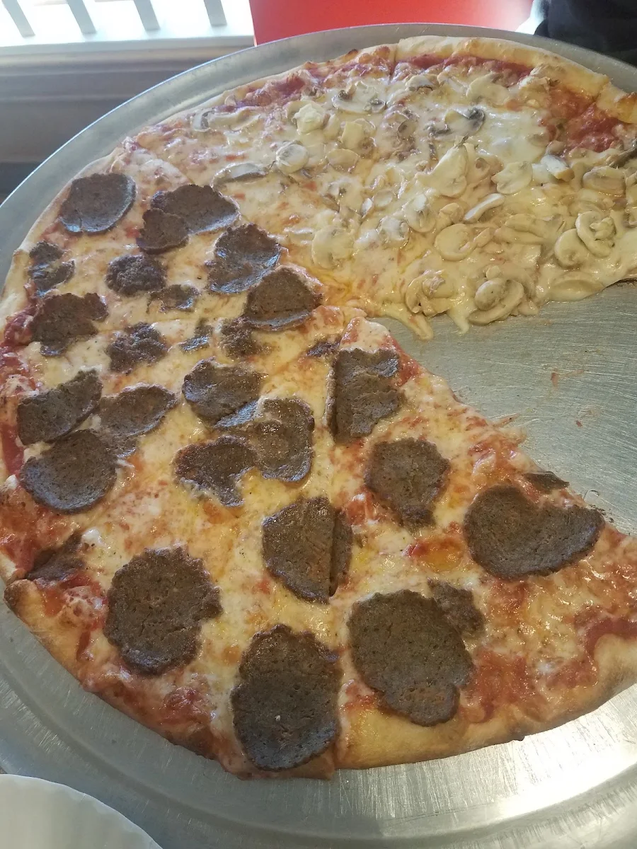 Meatball and Mushroom Pizza