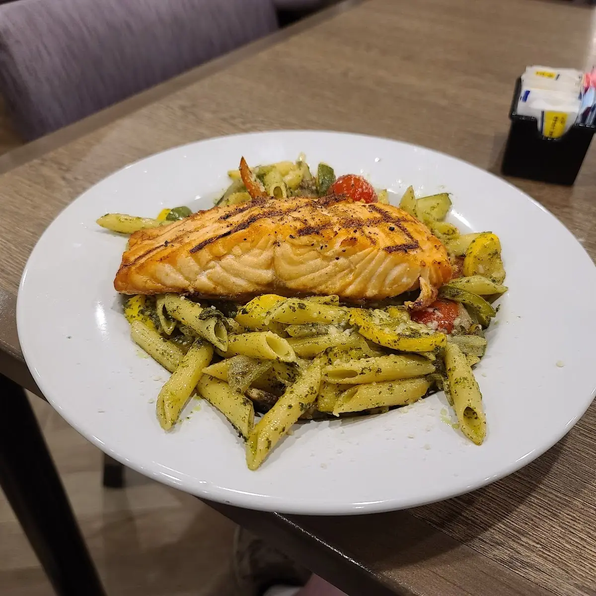 Salmon with Penne Pasta & Pesto
