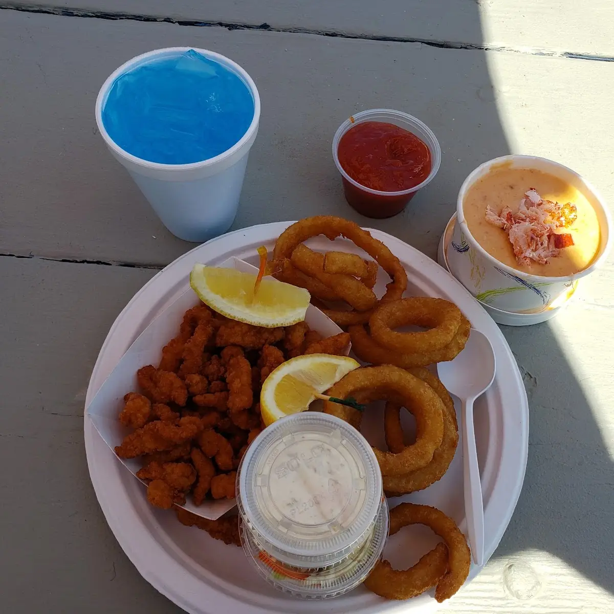 Fried Clams and Onion Rings