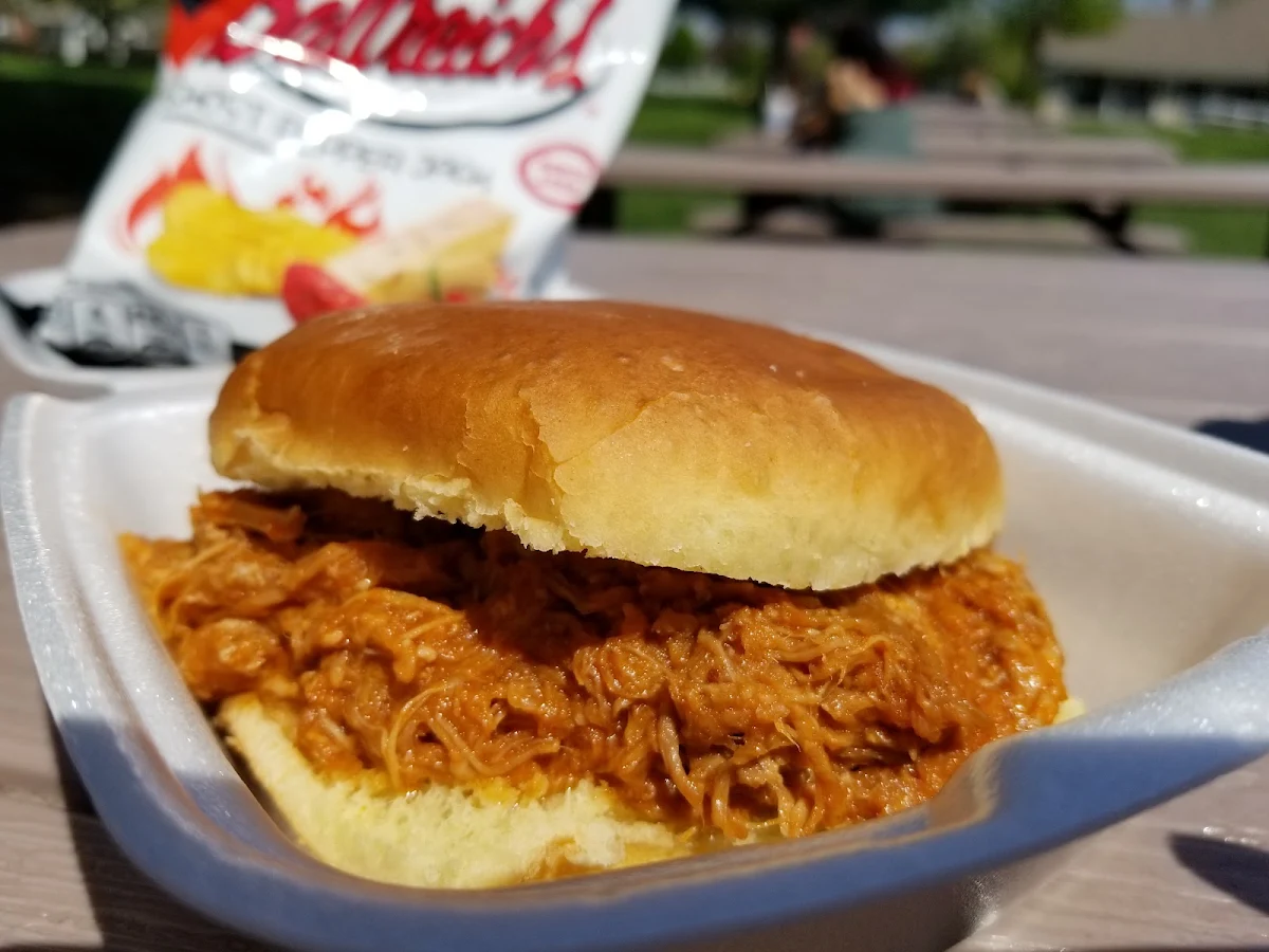 Pulled Pork Sandwich and Chips