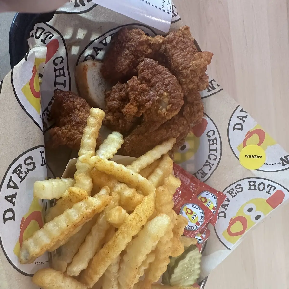 Medium Flavored Boneless Wings and Fries