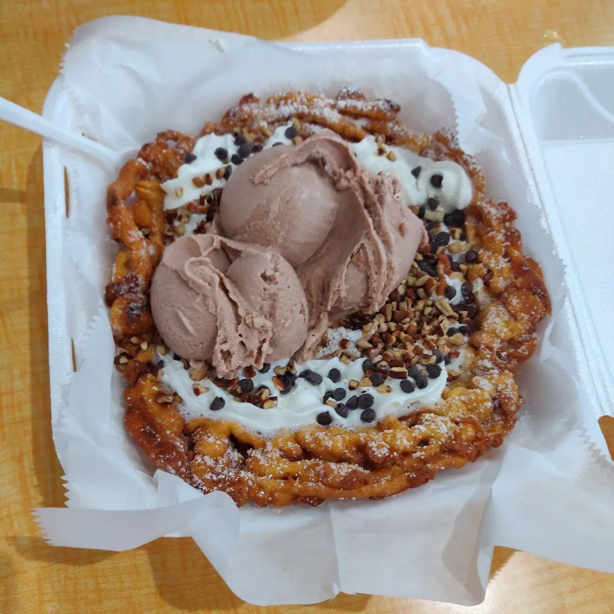 Funnel Cake Chocolate Ice Cream