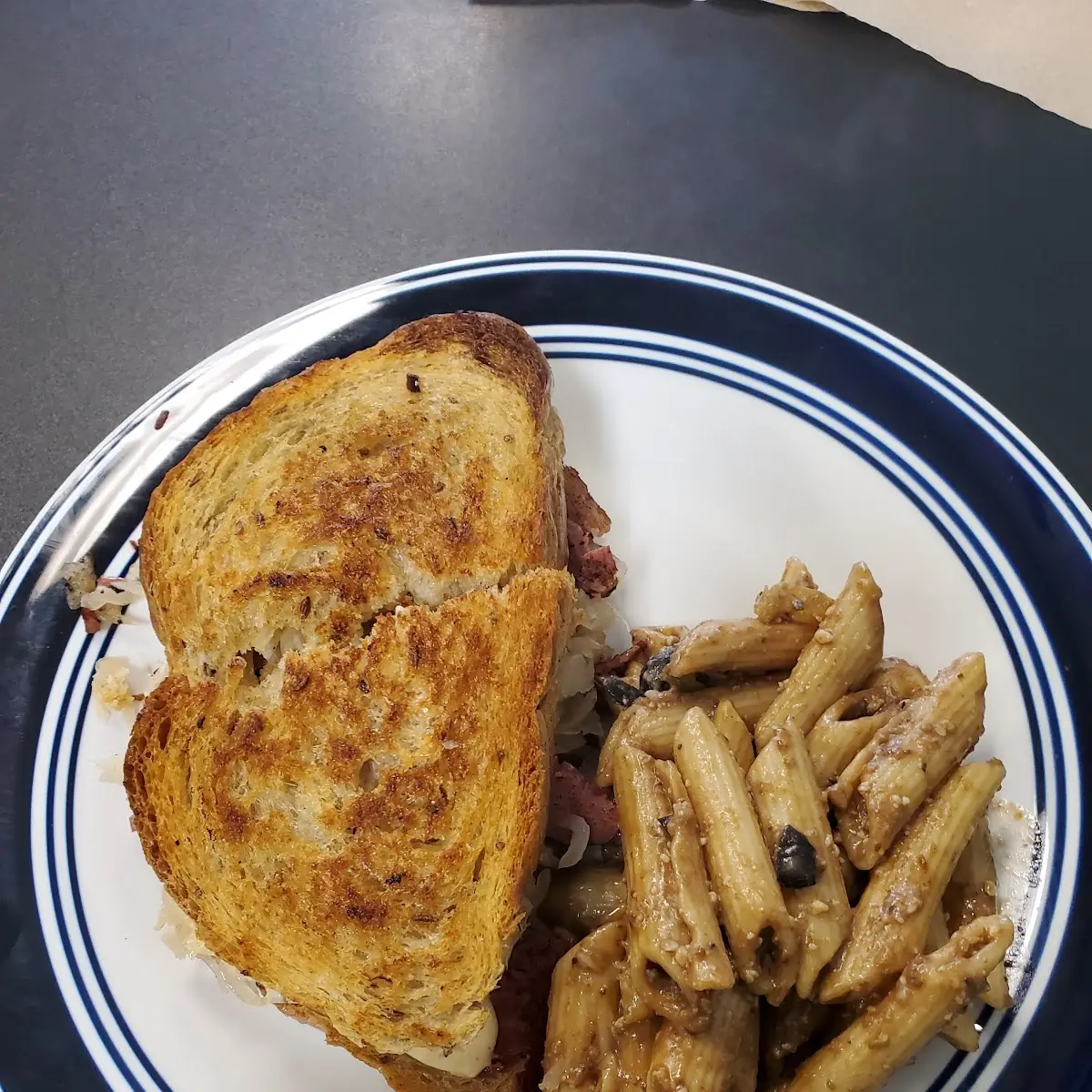 Reuben Sandwich and Pasta Salad